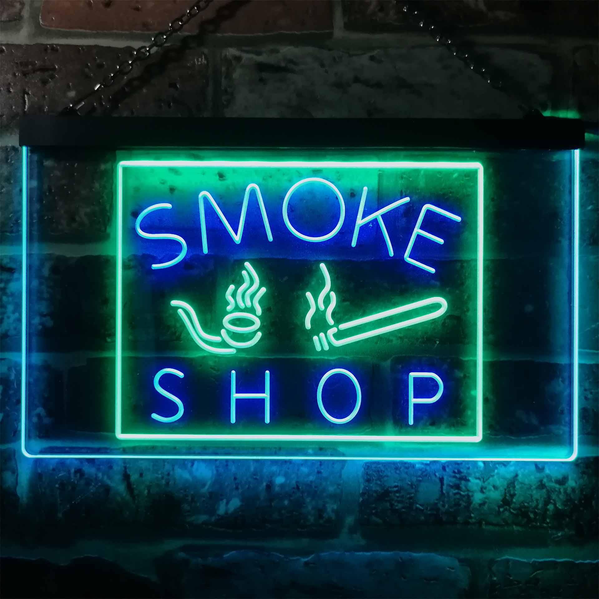 Vaping Shop - Smoke Shop. with Pipe and Cigarette