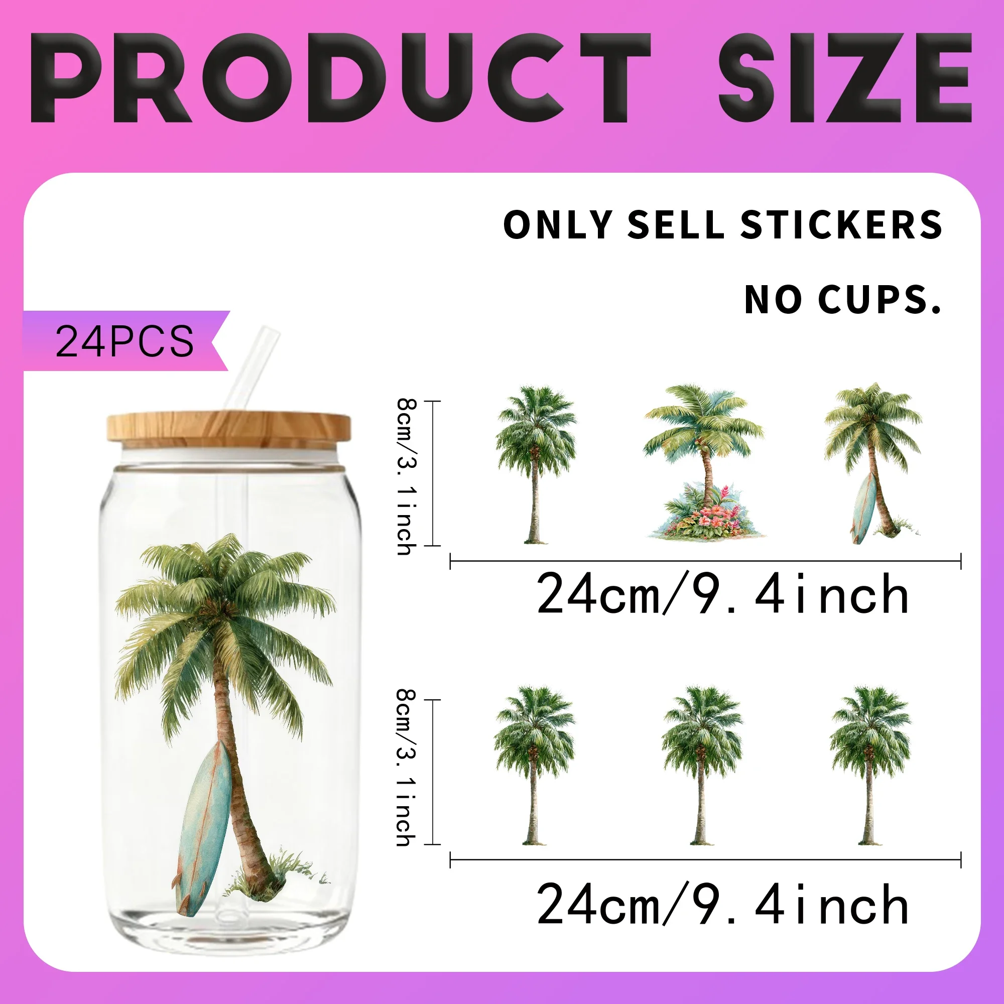 24PCS/Set Palm Tree Watercolor - Rdta Tank Glass ulasan dan harga