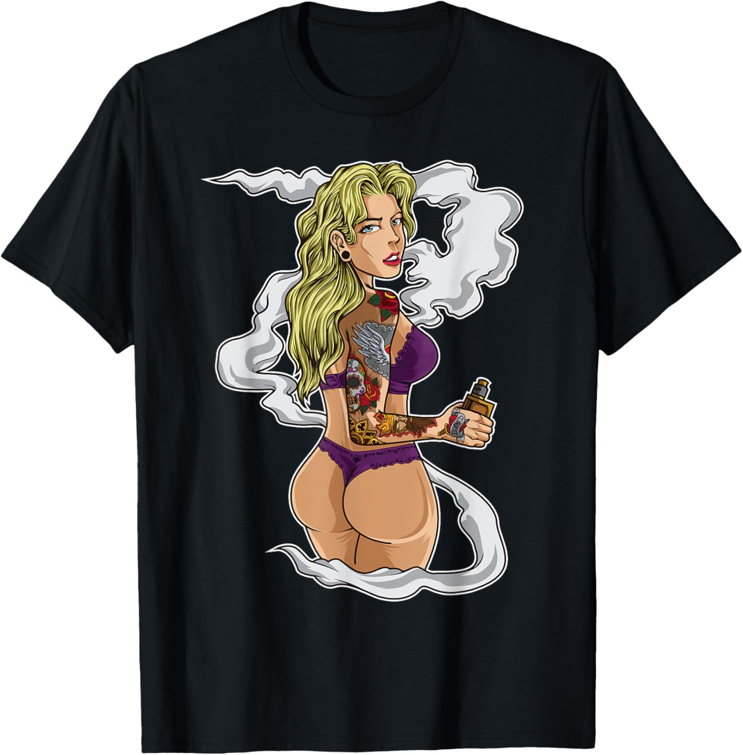 Tattooed Vaping Girl Graphic T - Vaping Shop ulasan dan harga